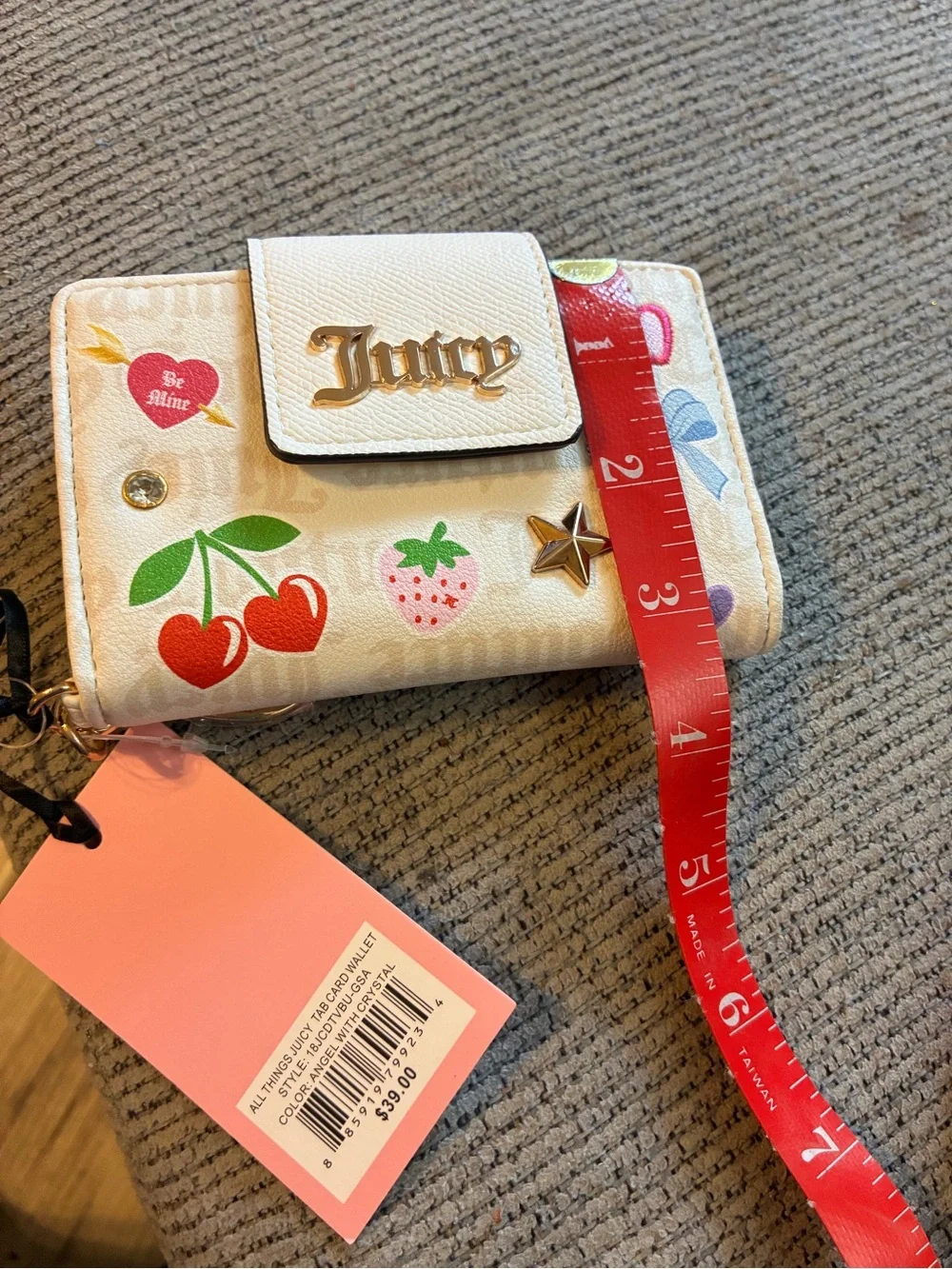 NWT “All Things Juicy Tab Card Wallet” Color Angel With Crystal